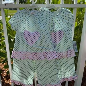 Two piece toddler sets with binky holder. Custom made